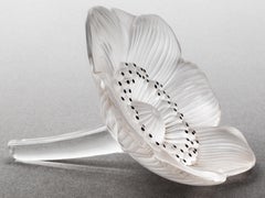Lalique "Anemone" French Frosted Art Glass Paperweight