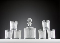 Lalique, Servicio de whisky "Femmes Antiques" (Mujeres antiguas), Francia, años 80