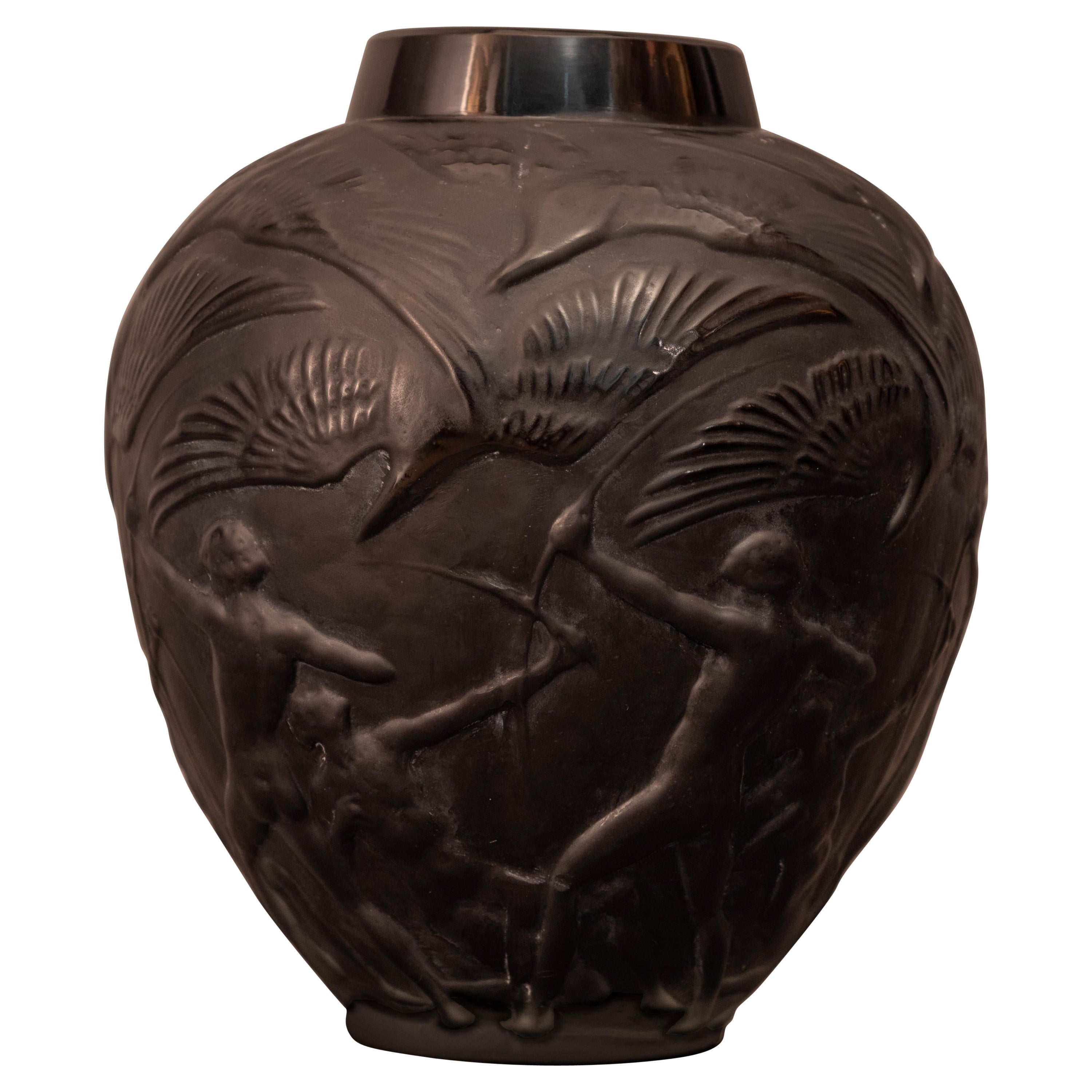 Lalique Archers Signed Vase Art Nouveau
