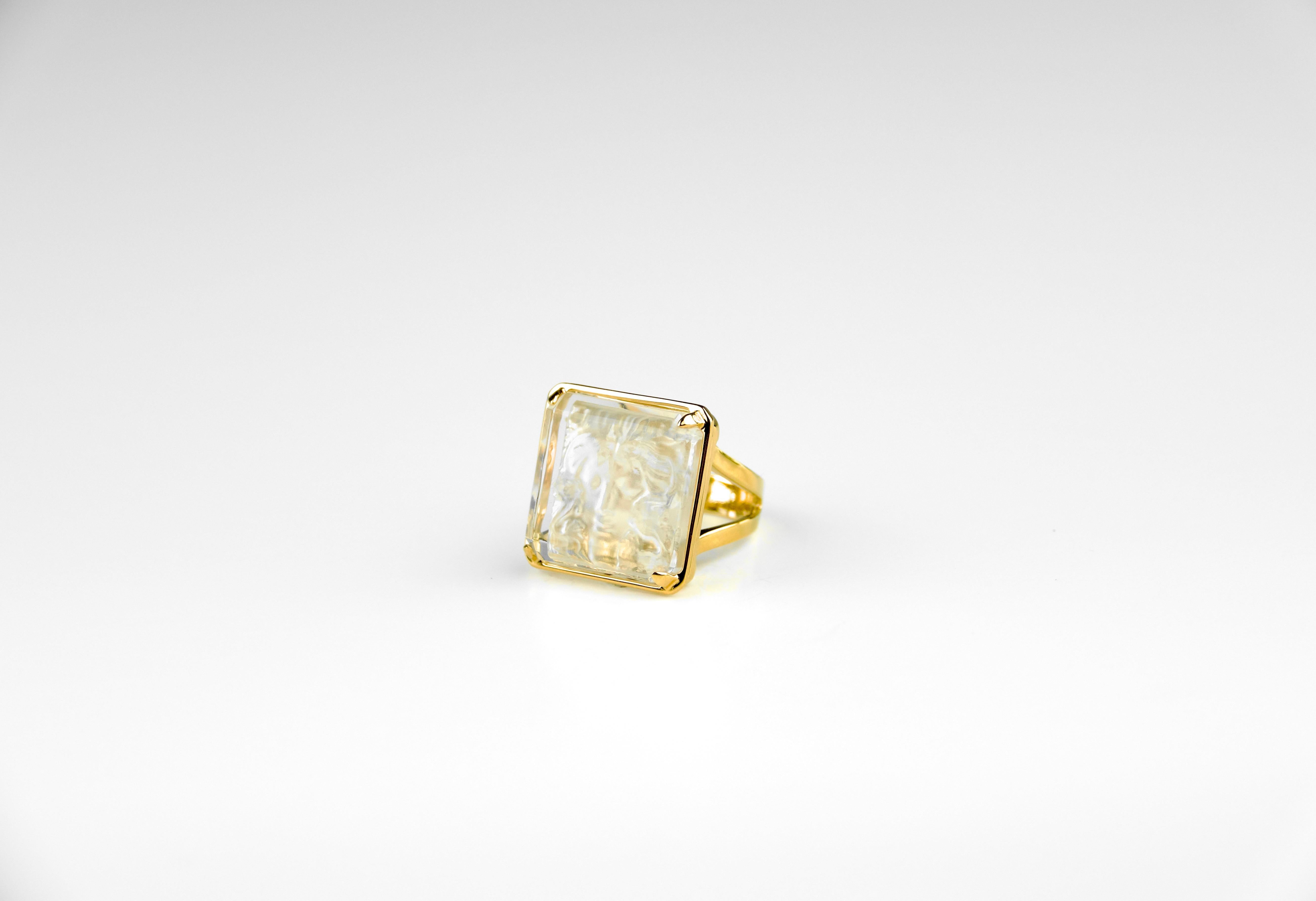 Lalique, bague en or 9K 