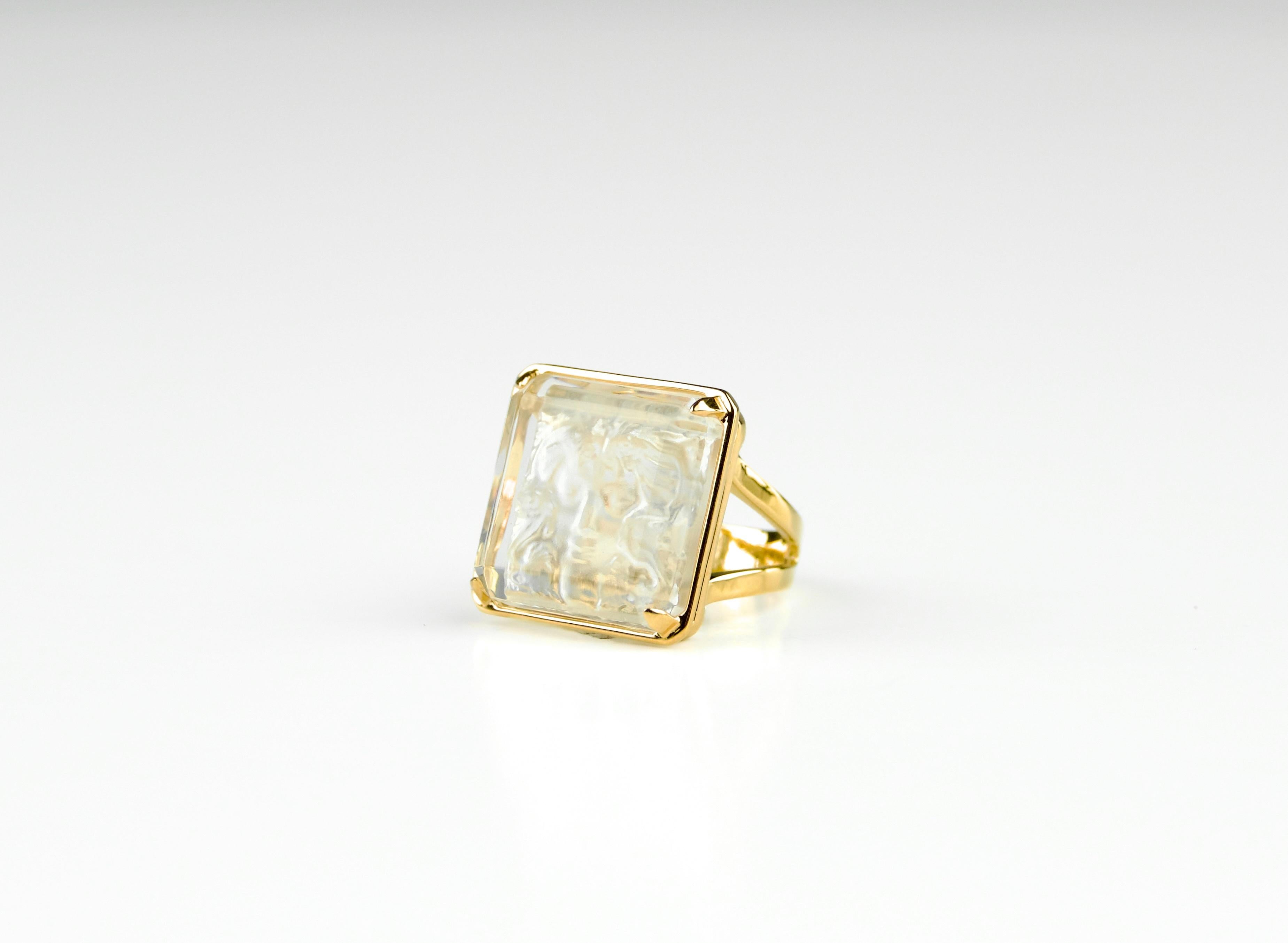 Lalique, bague en or 9K 