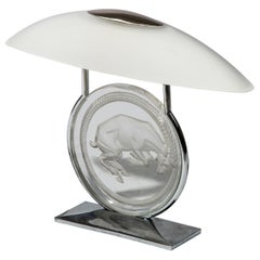 Lalique Art Deco "Belier" Art Glass Lamp
