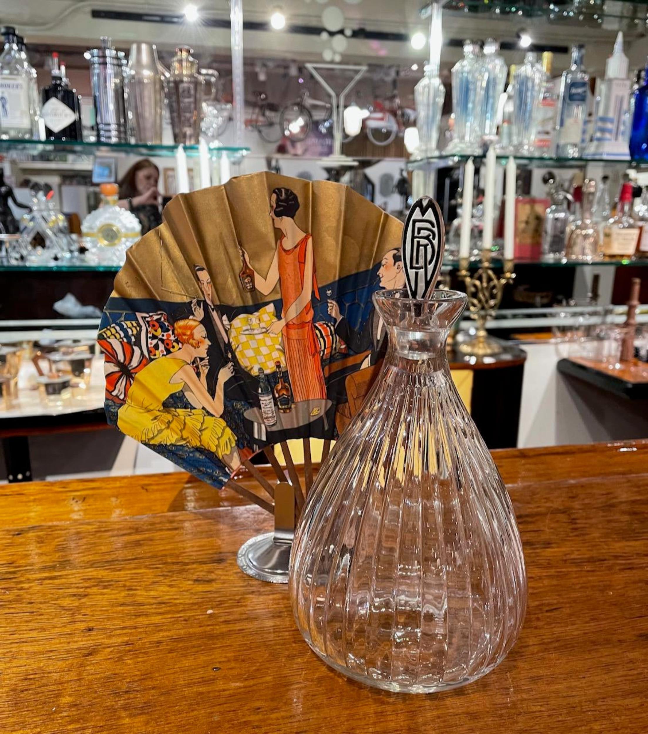 Mid-20th Century Lalique Art Deco Decanter for Marie Brizard Liqueur For Sale