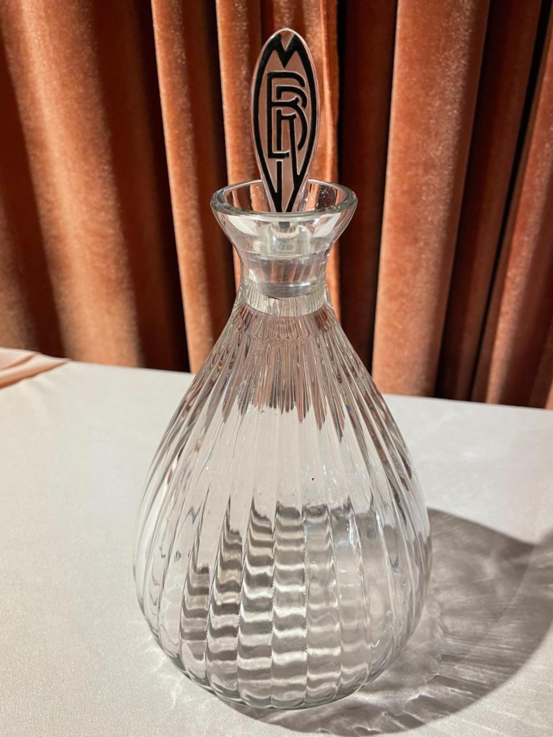 Art Glass Lalique Art Deco Decanter for Marie Brizard Liqueur For Sale