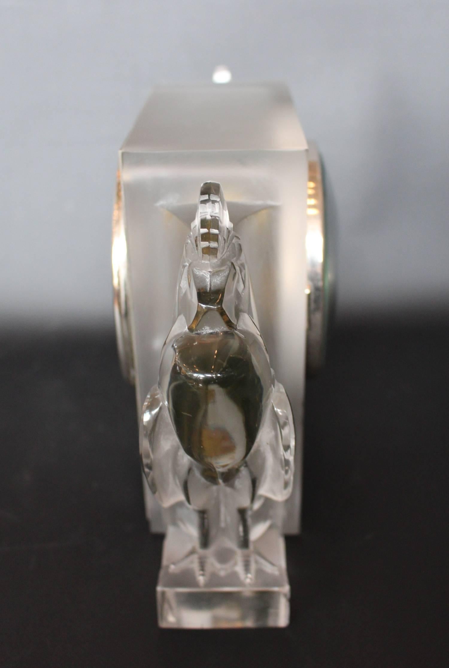 Lalique Art Deco Deux Coqs Clock 7