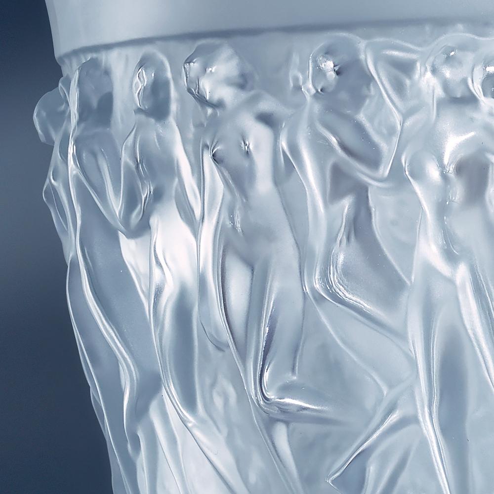 In 1927, René Lalique’s boundless imagination and creative genius lead to the creation of the Bacchantes vase. The iconic design features the young priestesses of Bacchus and their voluptuous beauty and curves. Taking inspiration from this work of