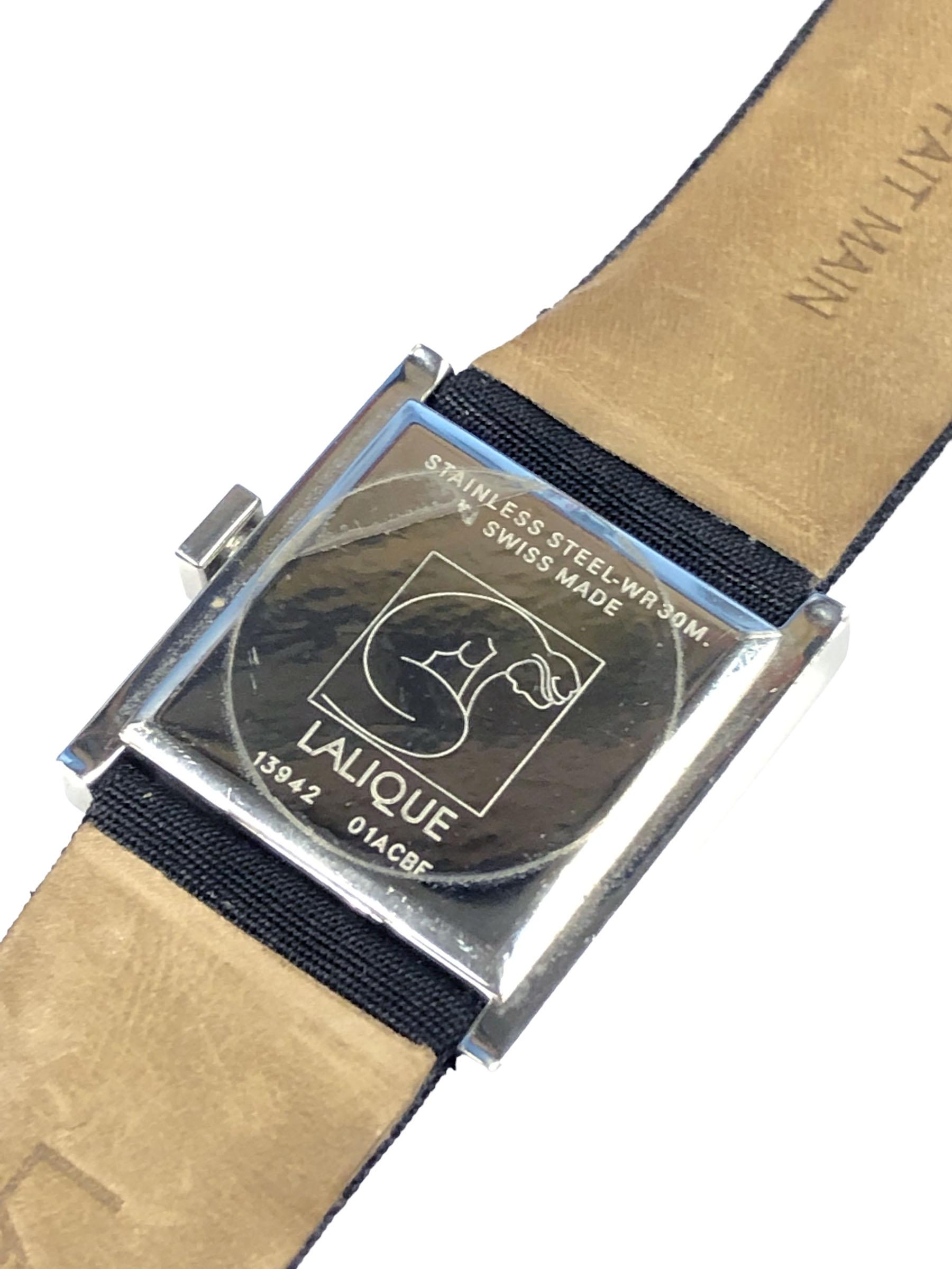 Lalique Bacchantes Damenarmbanduhr aus Kristall und Stahl (Cabochon)