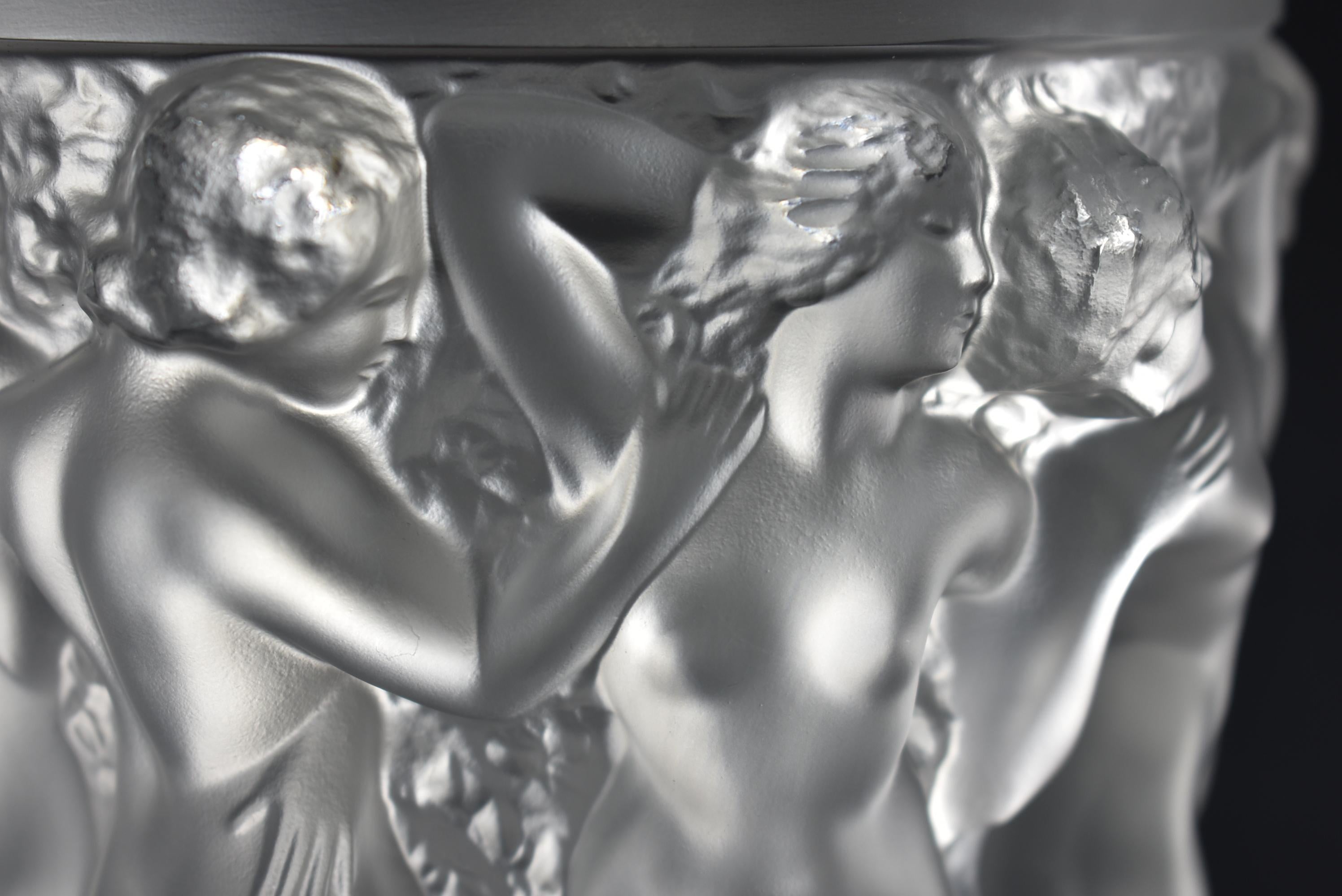 20th Century Lalique Bacchantes Crystal Glass Vase France