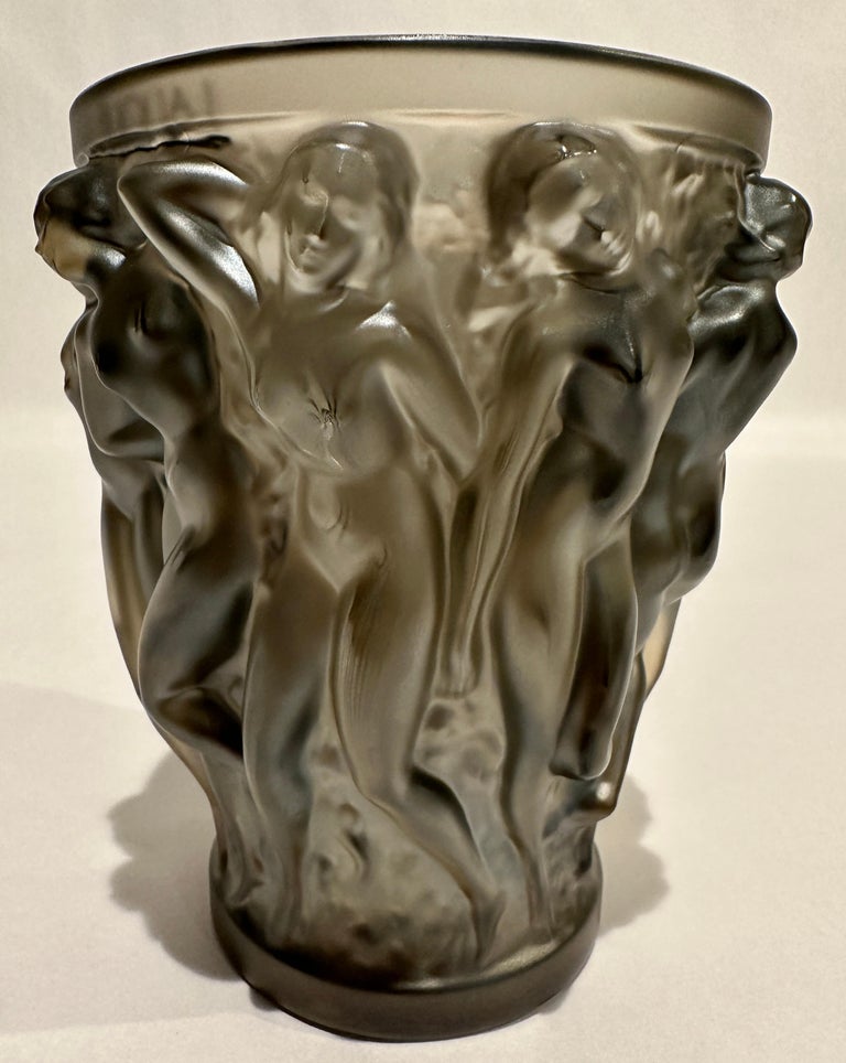 Lalique Bacchantes Crystal Vase in Bronze For Sale at 1stDibs