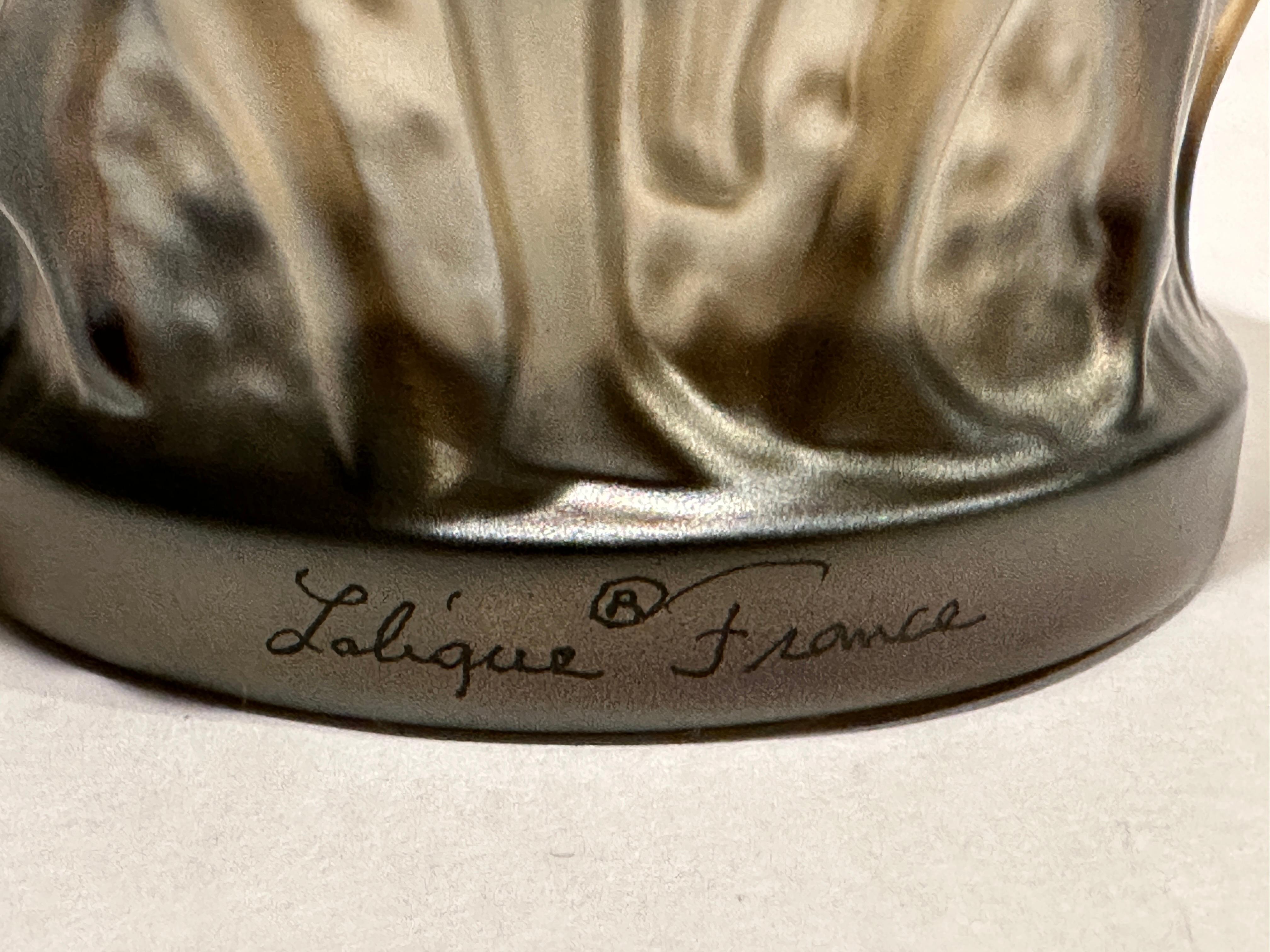 Contemporary Lalique Bacchantes Crystal Vase in Bronze For Sale