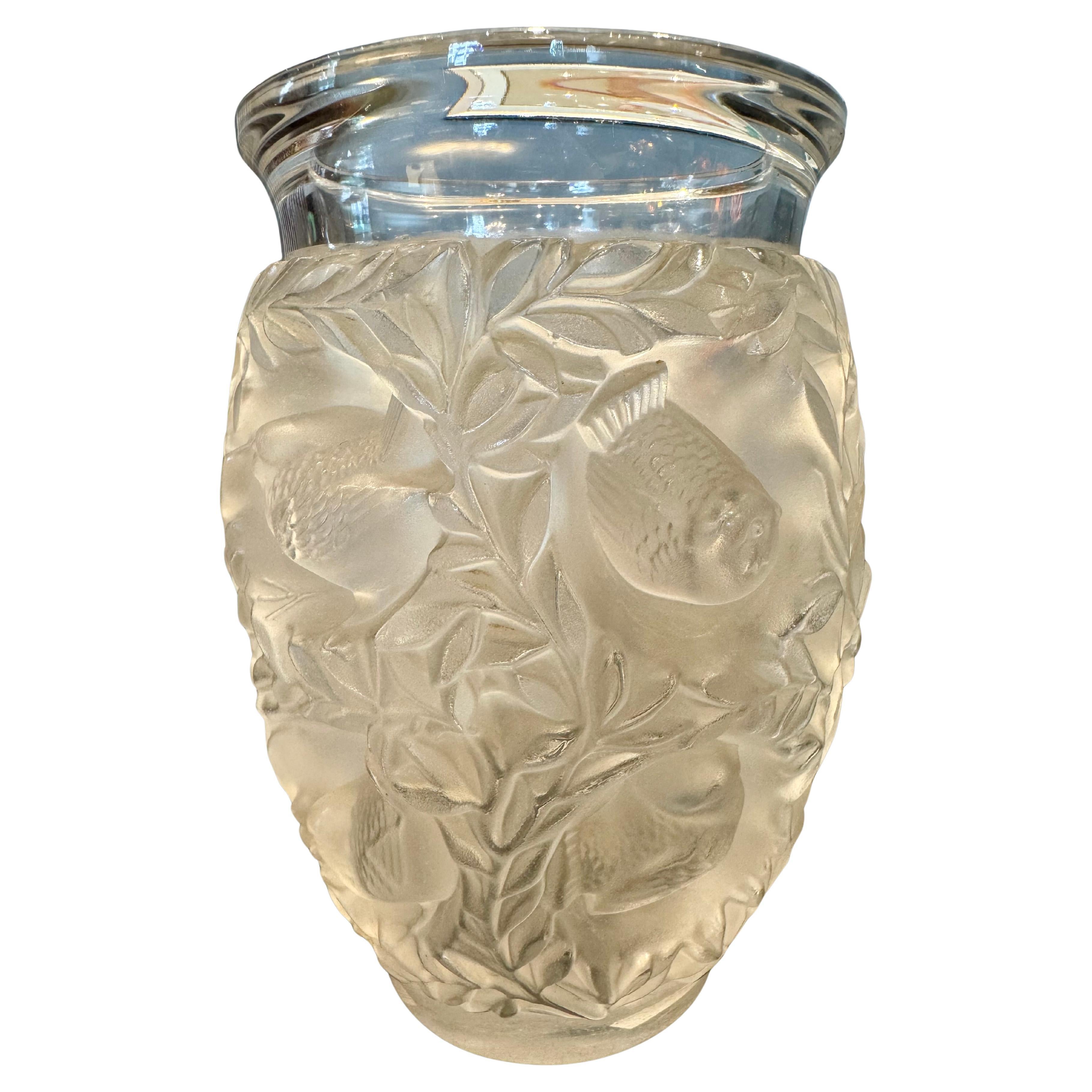 Lalique “Bagatelle” Clear Glass Vase, France, Signed