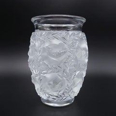 Lalique "Bagatelle" Sparrow Design Vase in Polished & Frosted Crystal France
