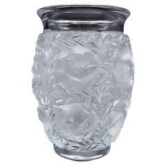 Lalique "Bagatelle" Sparrow Design Vase in Polished & Frosted Crystal France