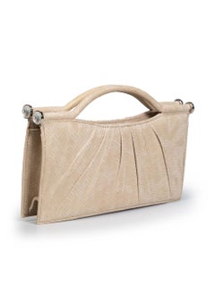 Lalique Beige Embossed Suede Leather Bag