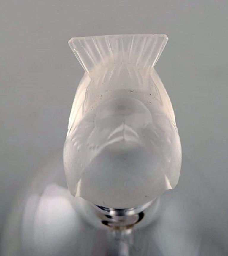 Lalique Bell with Bird in Clear and Frosted Art Glass, 1980s In Excellent Condition In København, Copenhagen