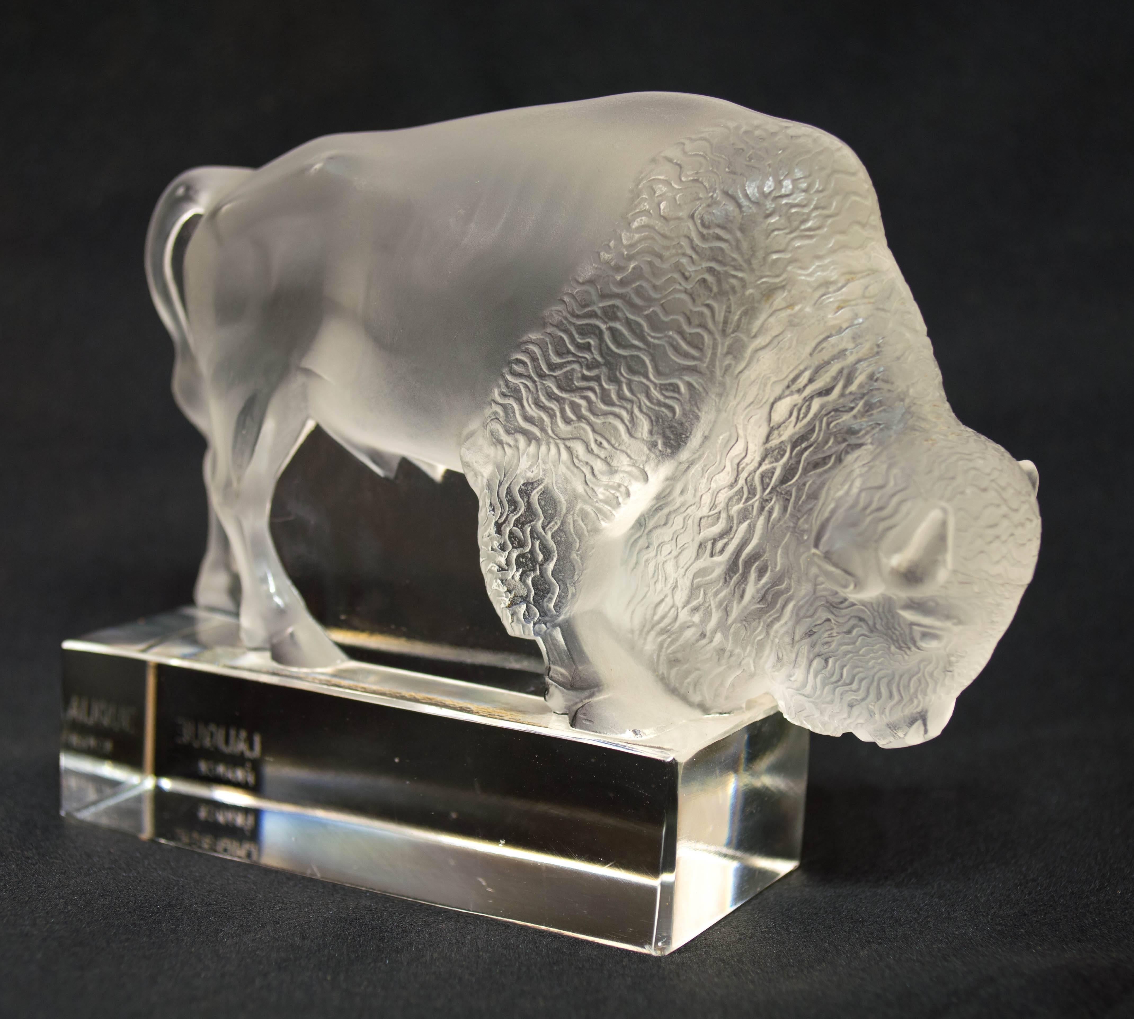 French Crystal Lalique Bison In Good Condition In Winter Park, FL