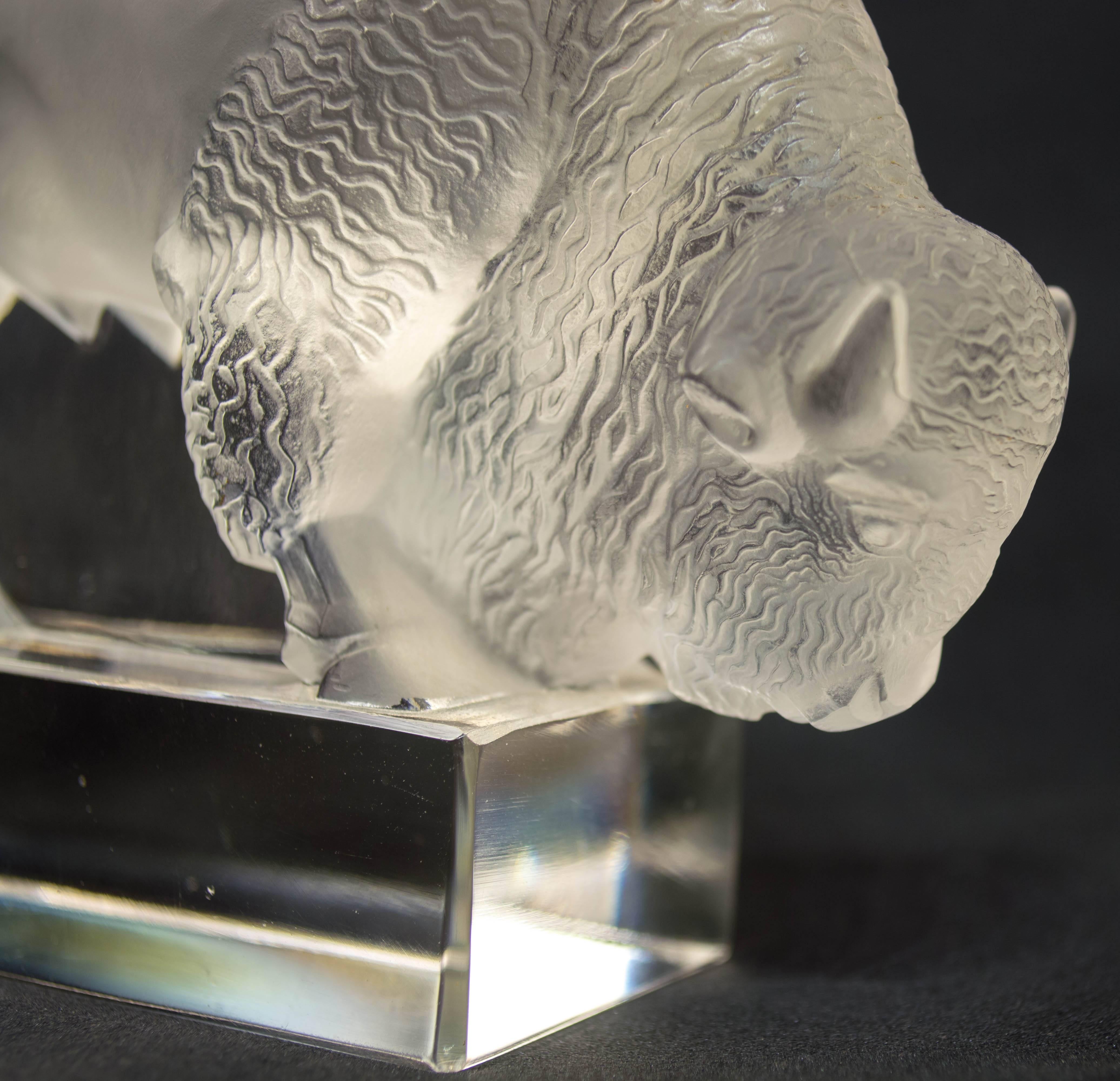 Mid-20th Century French Crystal Lalique Bison