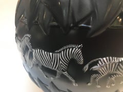 Lalique Black and White Enameled Zebra Tanzania Vase