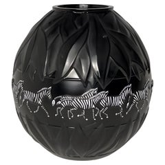 Lalique Black and White Tanzania Zebra Vase