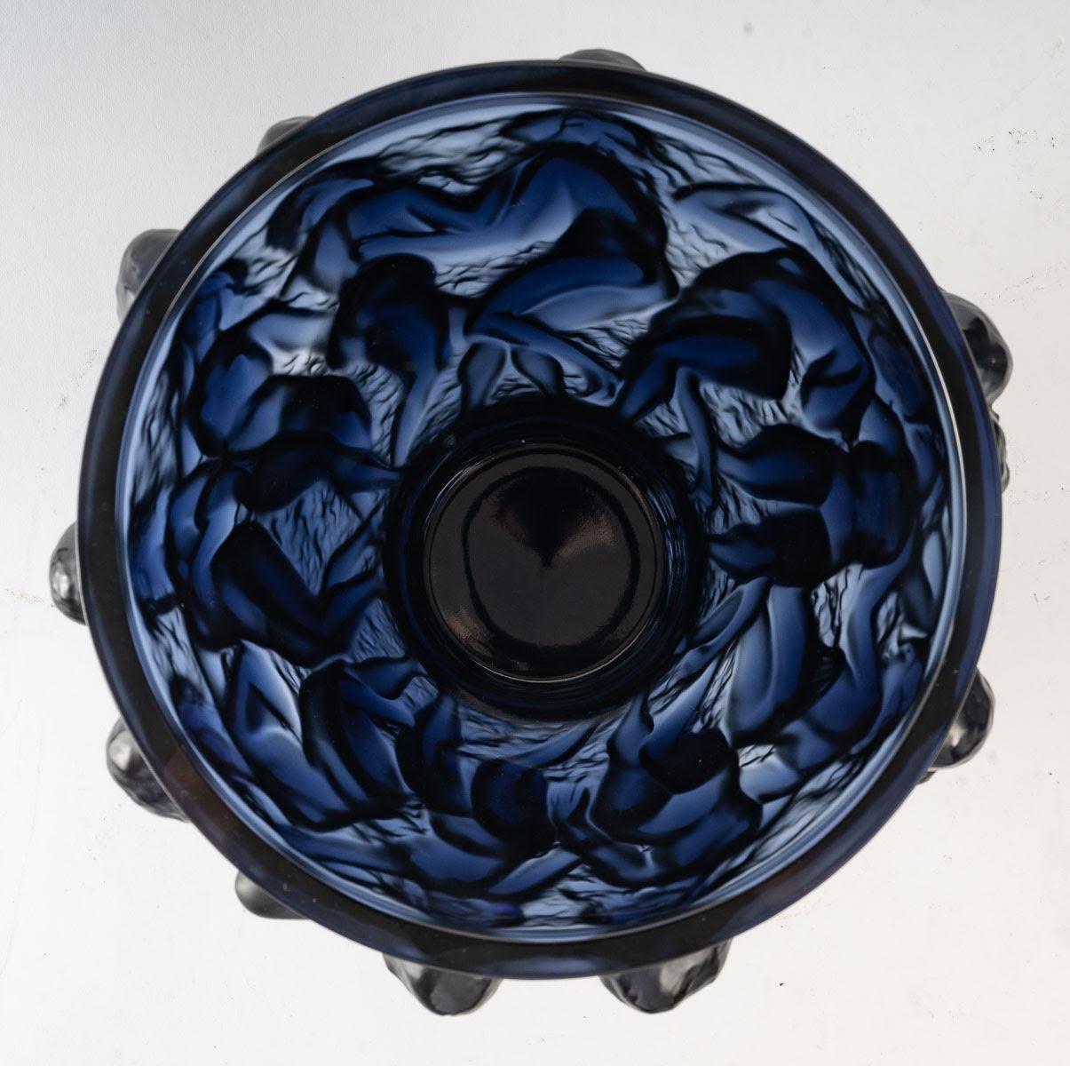 European Lalique Blue Night Vase 