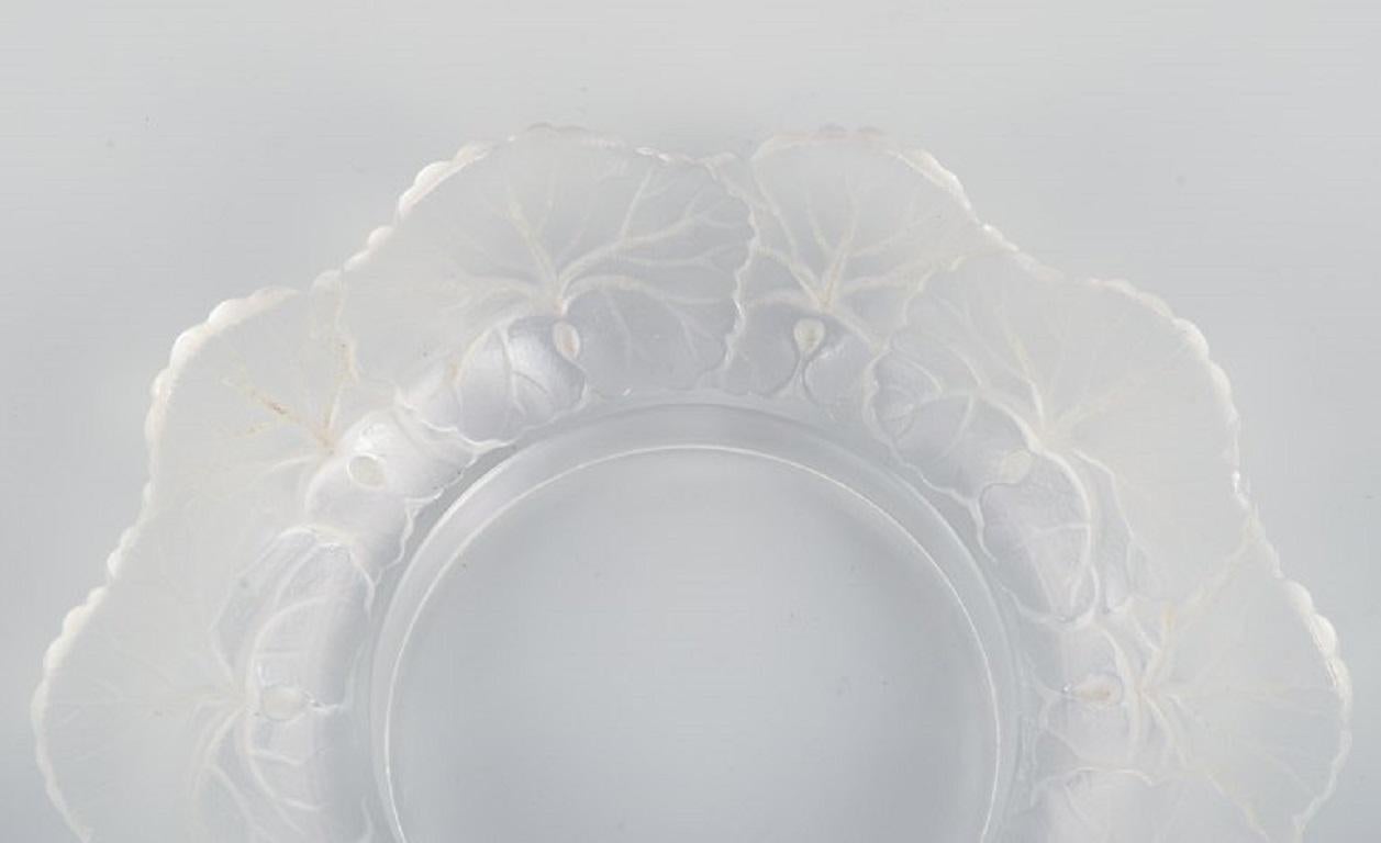 Danish Lalique Bottle Tray in Clear Art Glass with Flower Decoration, Approx. 1980 For Sale