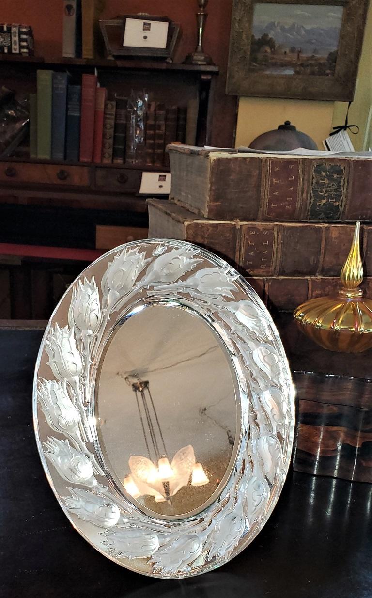 20th Century Lalique Boutons de Roses Table Mirror