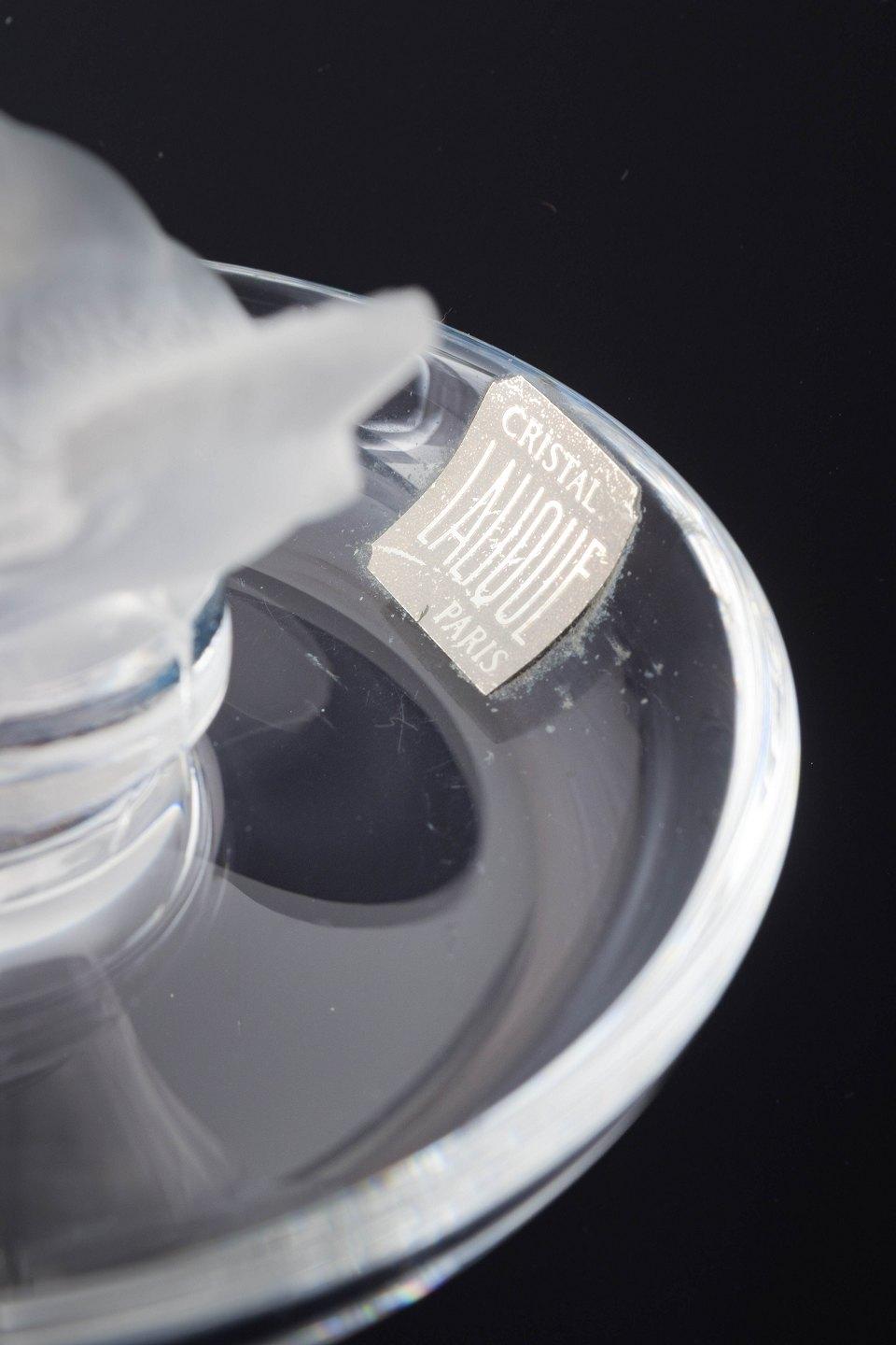 Lalique, ciotola con uccelli in vetro trasparente e smerigliato. Ca 1960-1970 In condizioni buone in vendita a København, Copenhagen