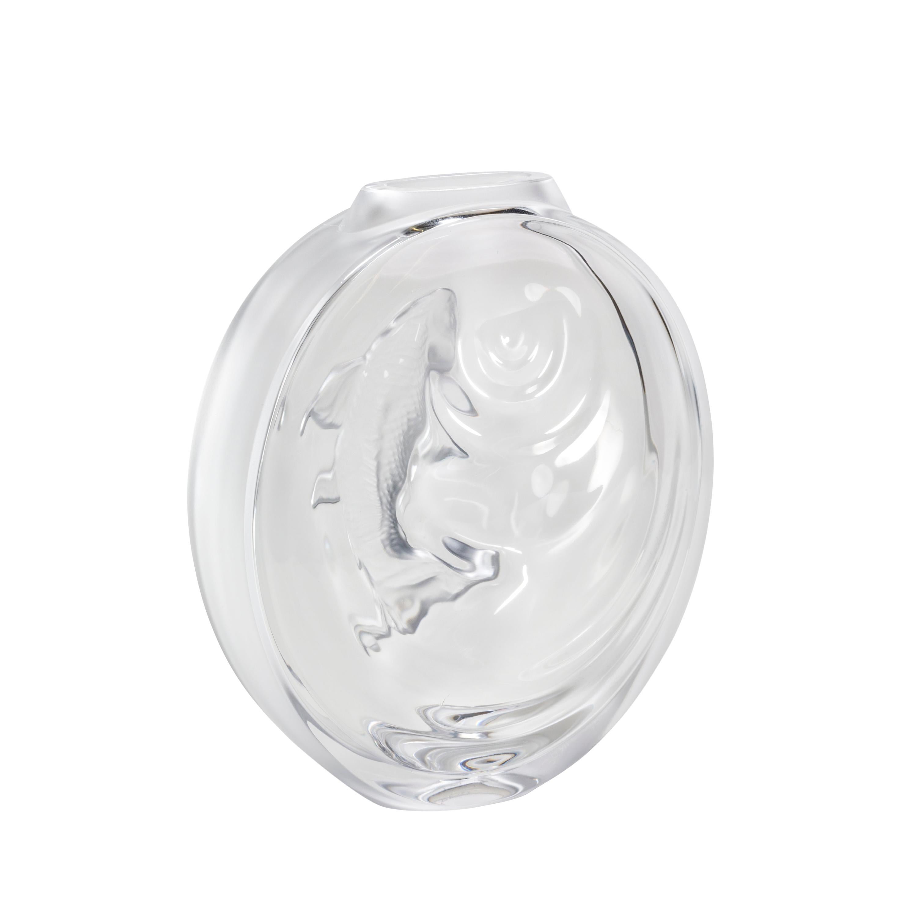 Lalique Carpe Koi Bud Vase Clear Crystal For Sale