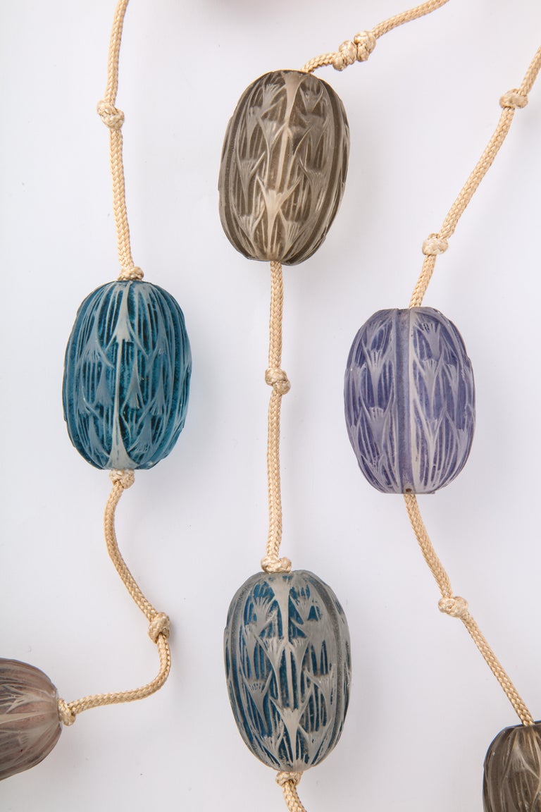 Lalique Carved Glass Necklace For Sale at 1stdibs