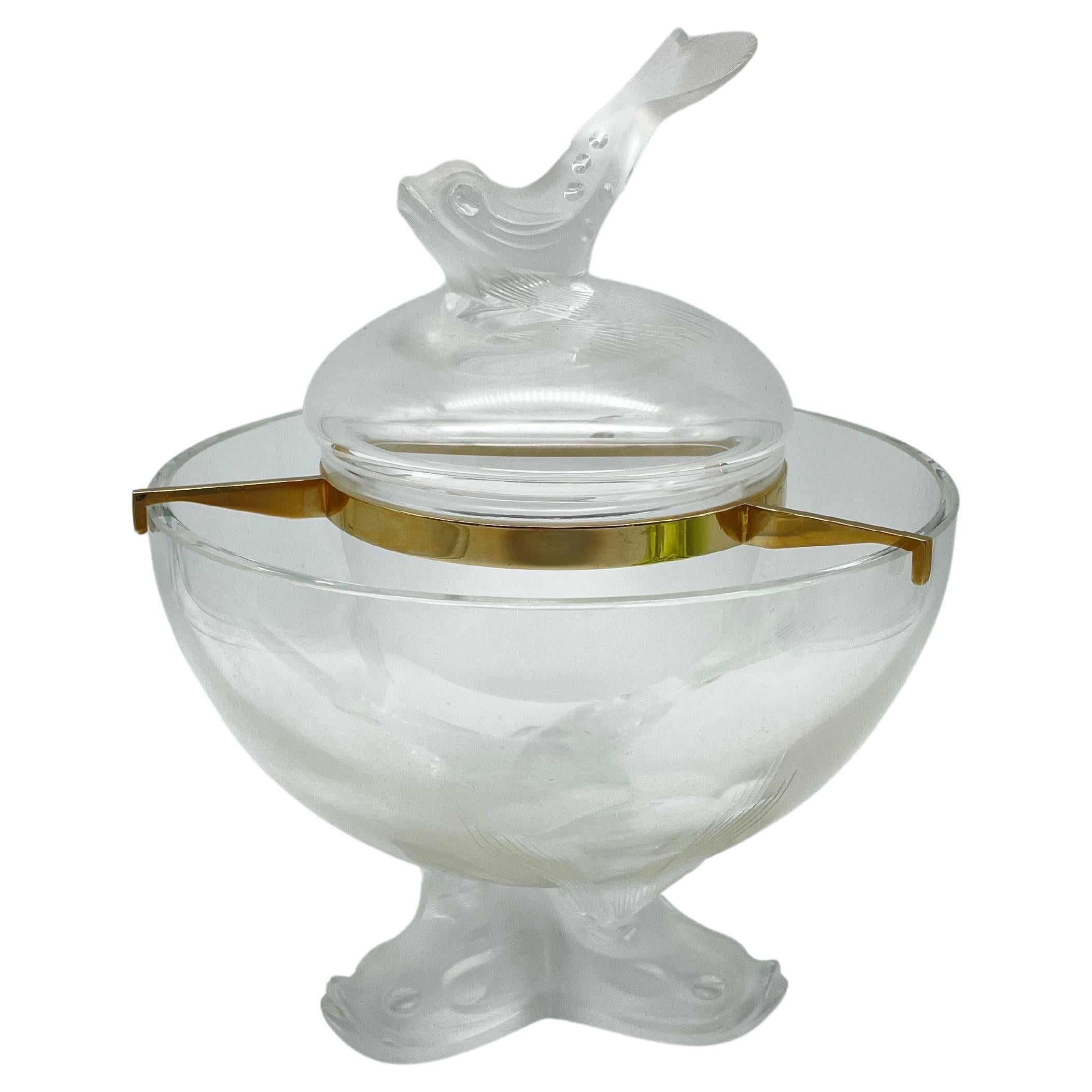 Lalique Caviar Bowl Server For Sale
