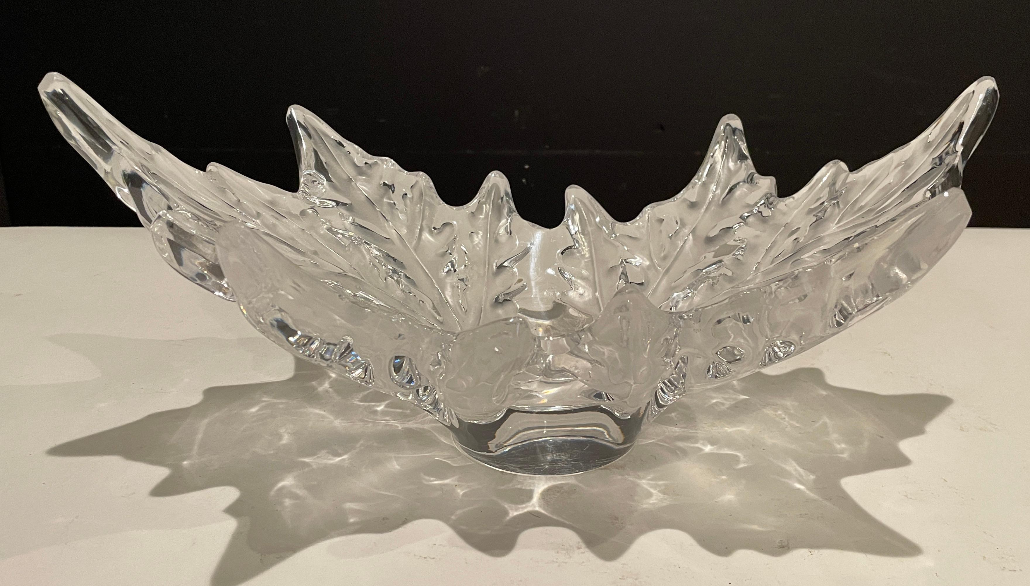 Elegant Champs-Elysée lead crystal centerpiece bowl. Designed in 1951 by Marc Lalique for Lalique, and inspired by the spectacular rows of trees lining the Champs-Elysée in Paris, France, 