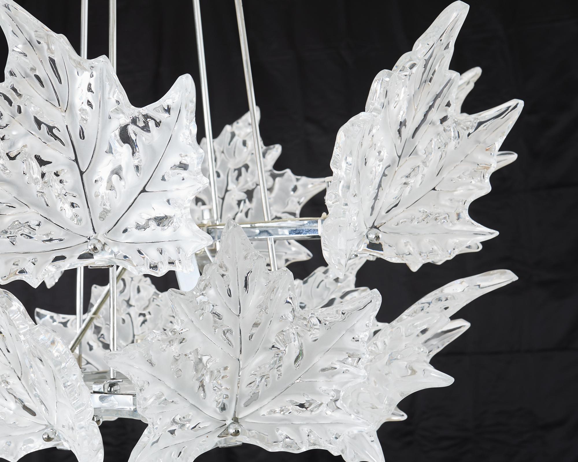 Lalique Champs Élysees 2 Tier Twelve Leaf Chandelier For Sale 6
