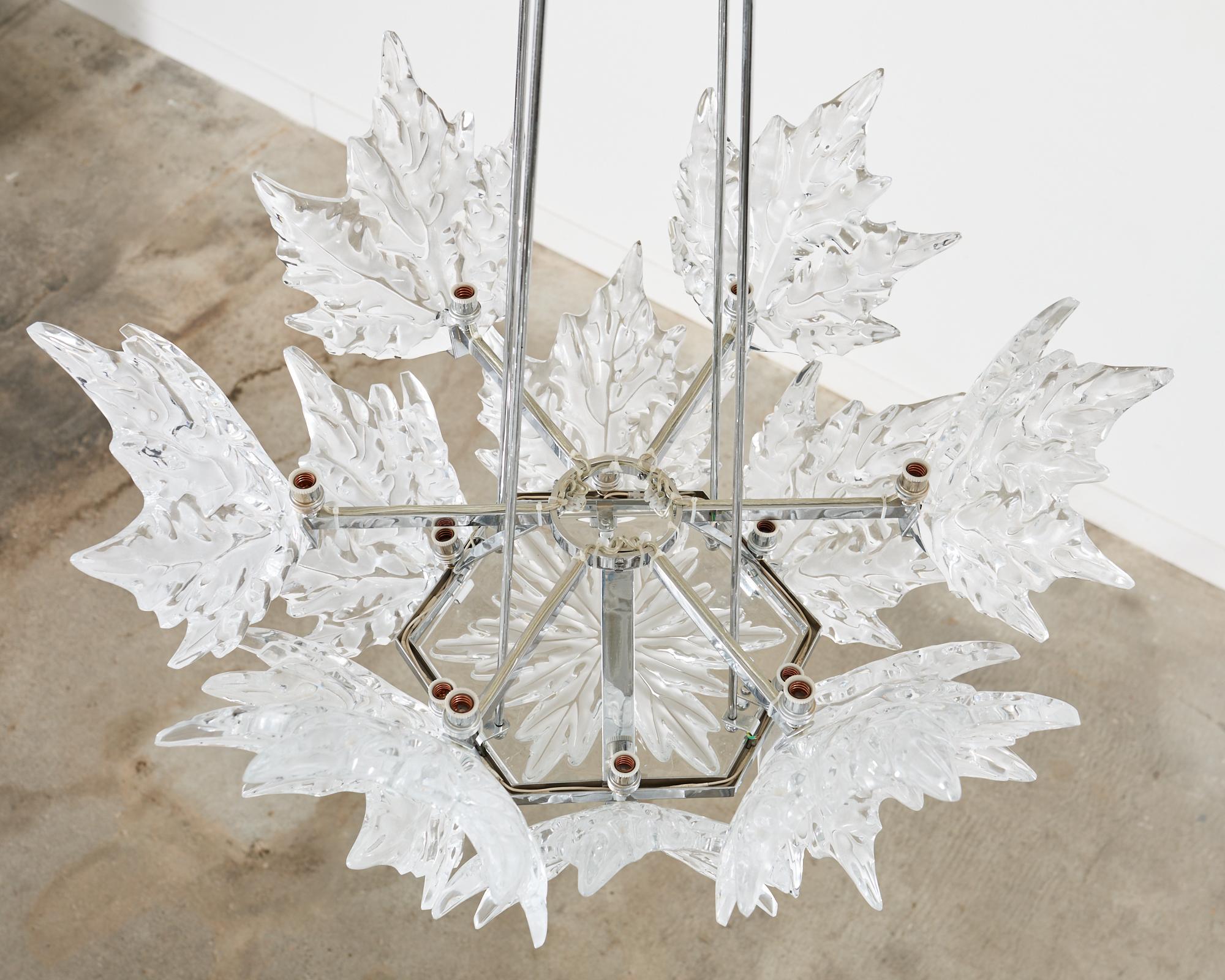 Lalique Champs Élysees 2 Tier Twelve Leaf Chandelier For Sale 7