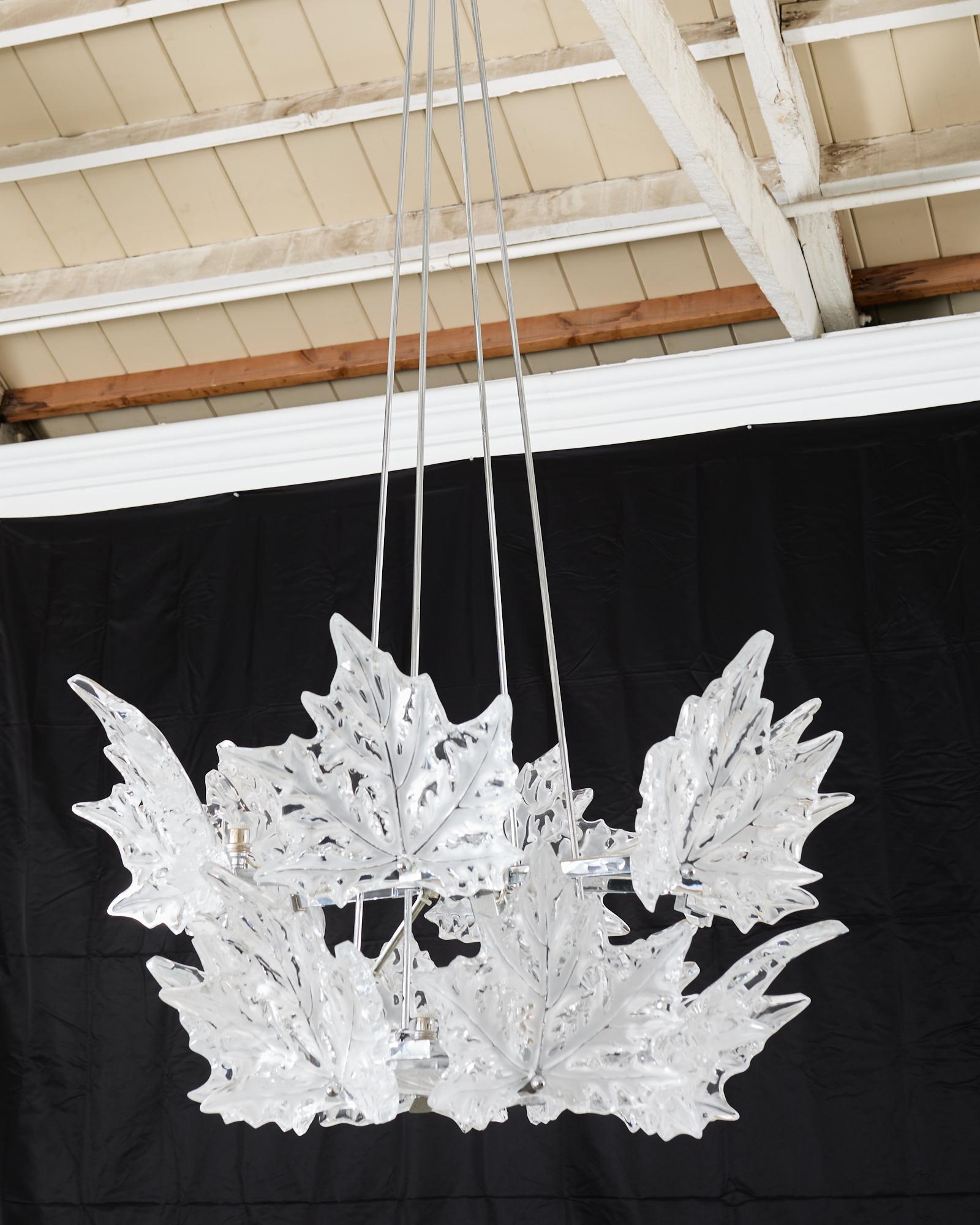 Sublime French 2 tier chandelier by René Lalique. The 
