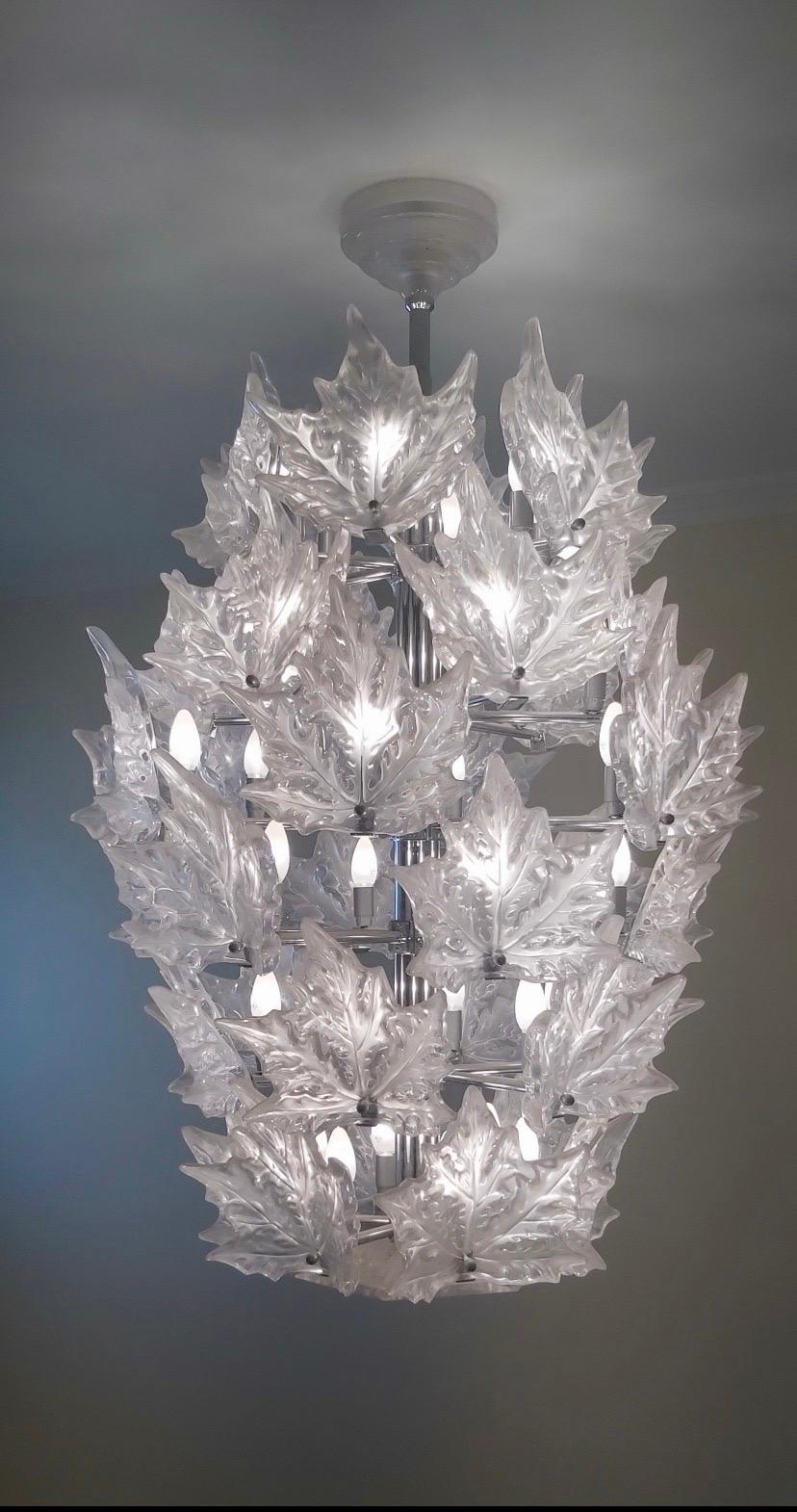 Lalique Chandelier Glass Model Champs-Élysées, France, 2000 at 1stDibs
