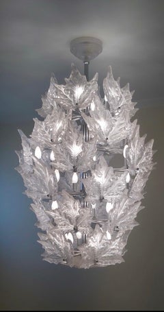 Lalique Chandelier Glass Model Champs-Élysées, France, 2000