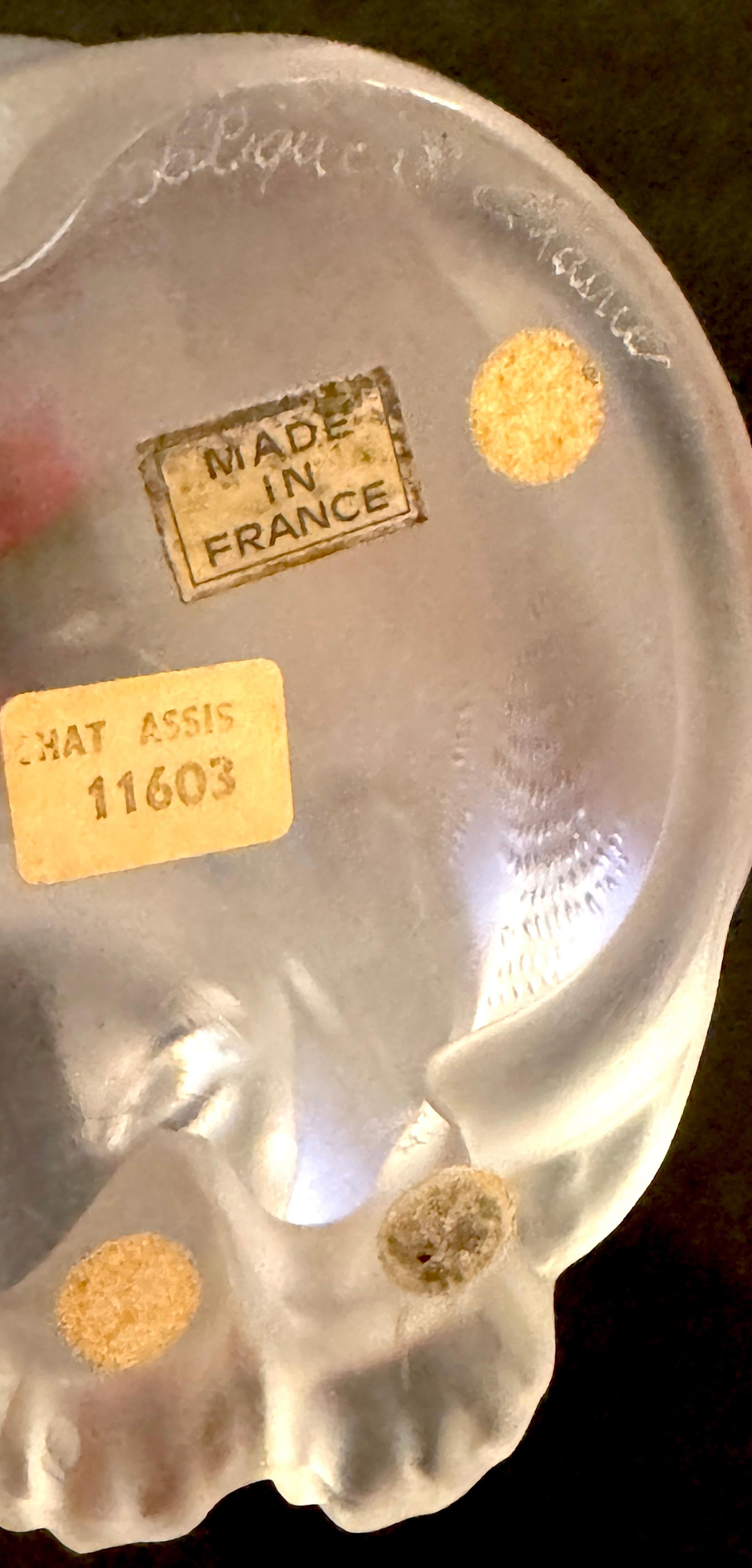 Lalique Chat Couche #11602 & Lalique Chat Assis #11603, A Pair 4