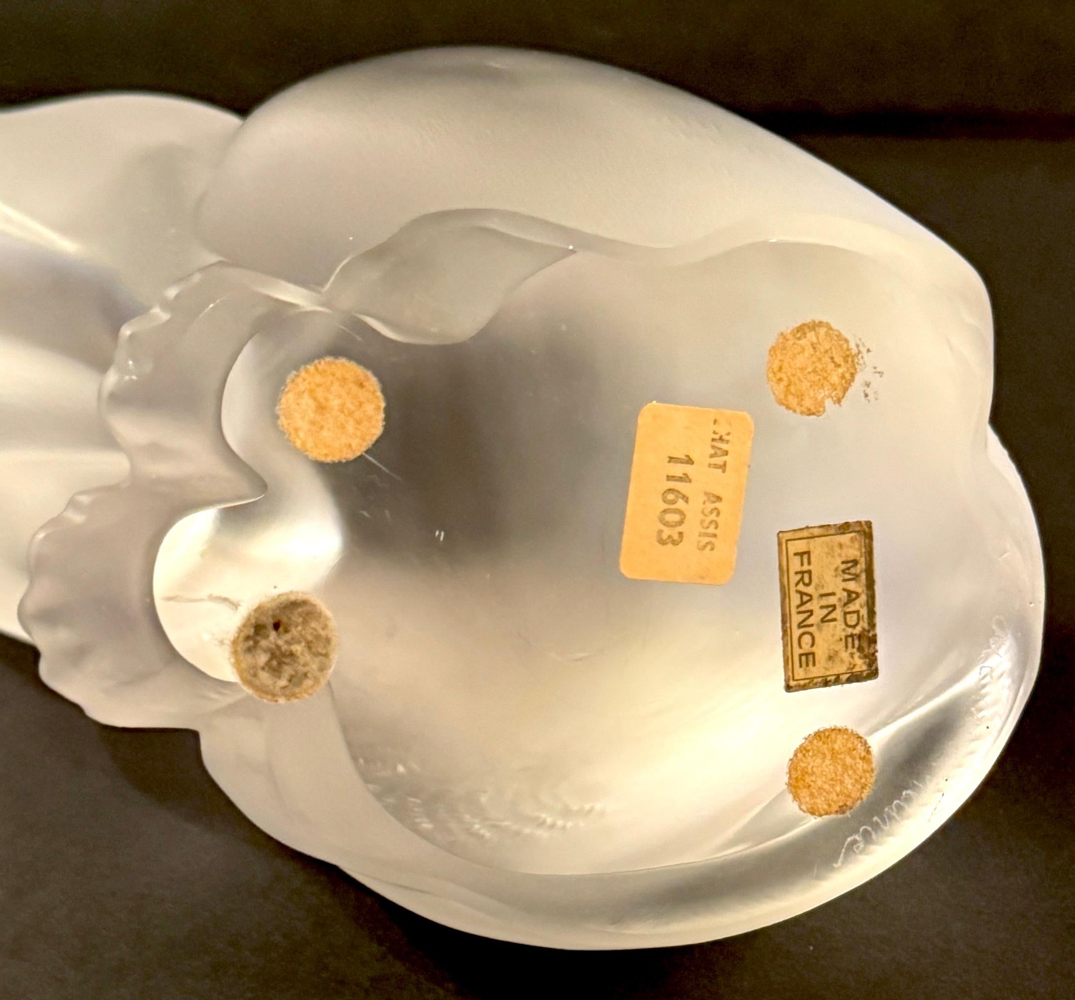 Lalique Chat Couche #11602 & Lalique Chat Assis #11603, A Pair 5