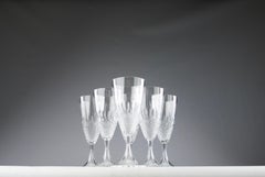 Lalique, "Chinon" Model Champagne Flutes (6 pieces), France 1970s