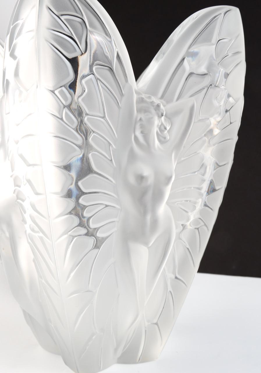 French Lalique Chrysalide Vase Frosted and Clear Crystal For Sale