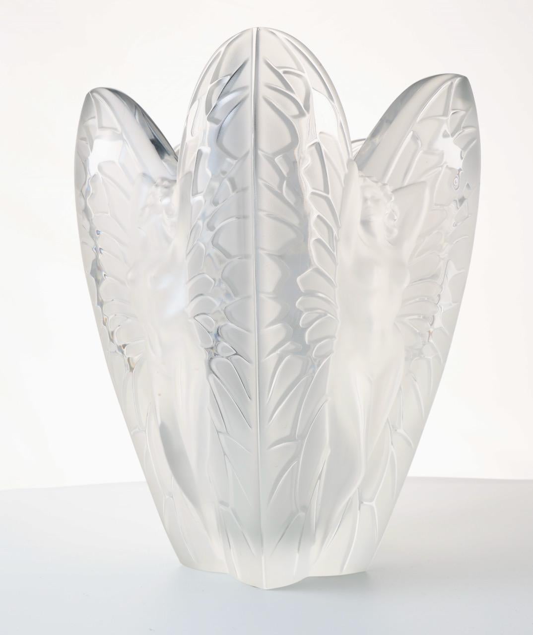 Contemporary Lalique Chrysalide Vase Frosted and Clear Crystal For Sale