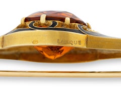 Lalique Citrine and Enamel Brooch
