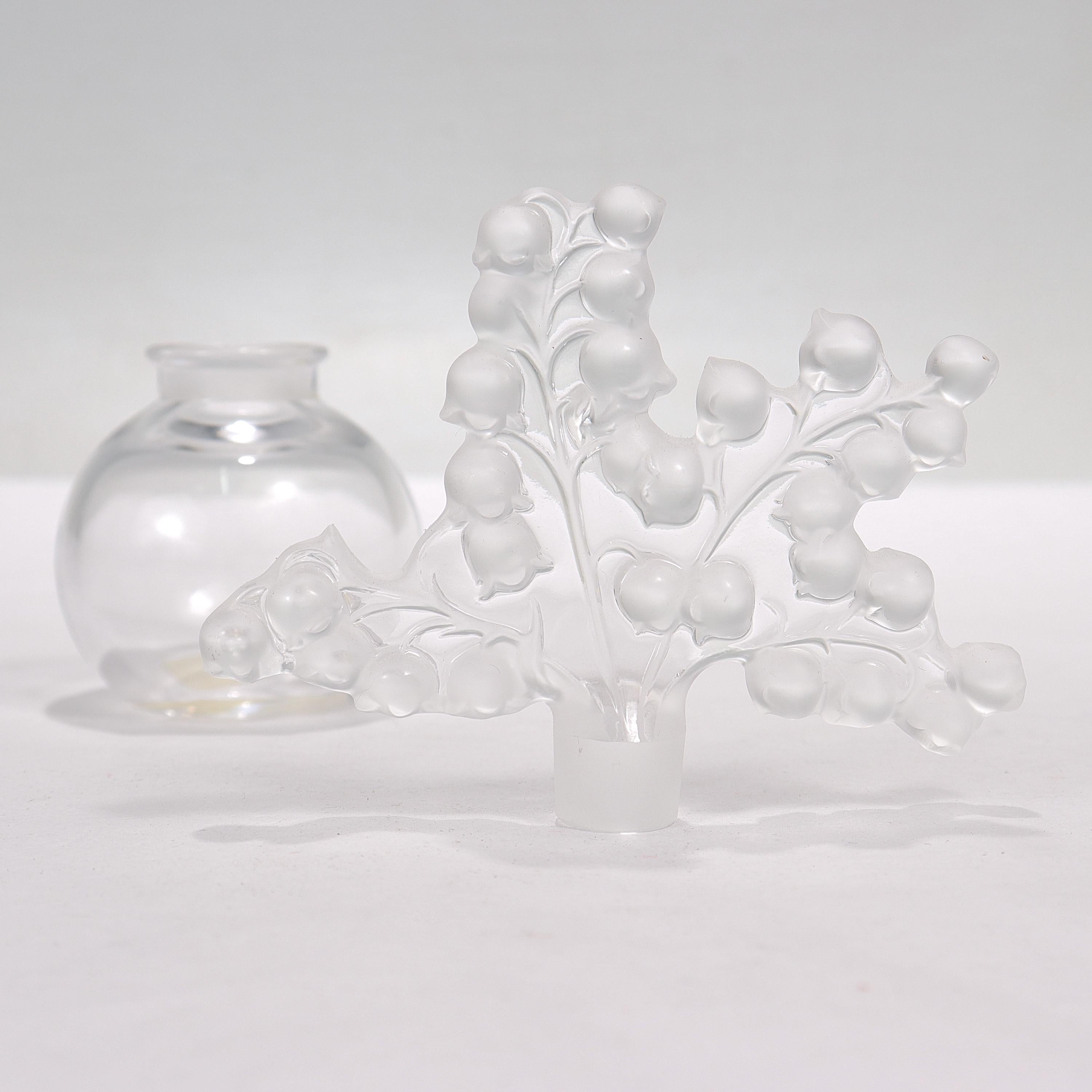 20th Century Lalique 'Clairefontaine' Art Glass Perfume Bottle