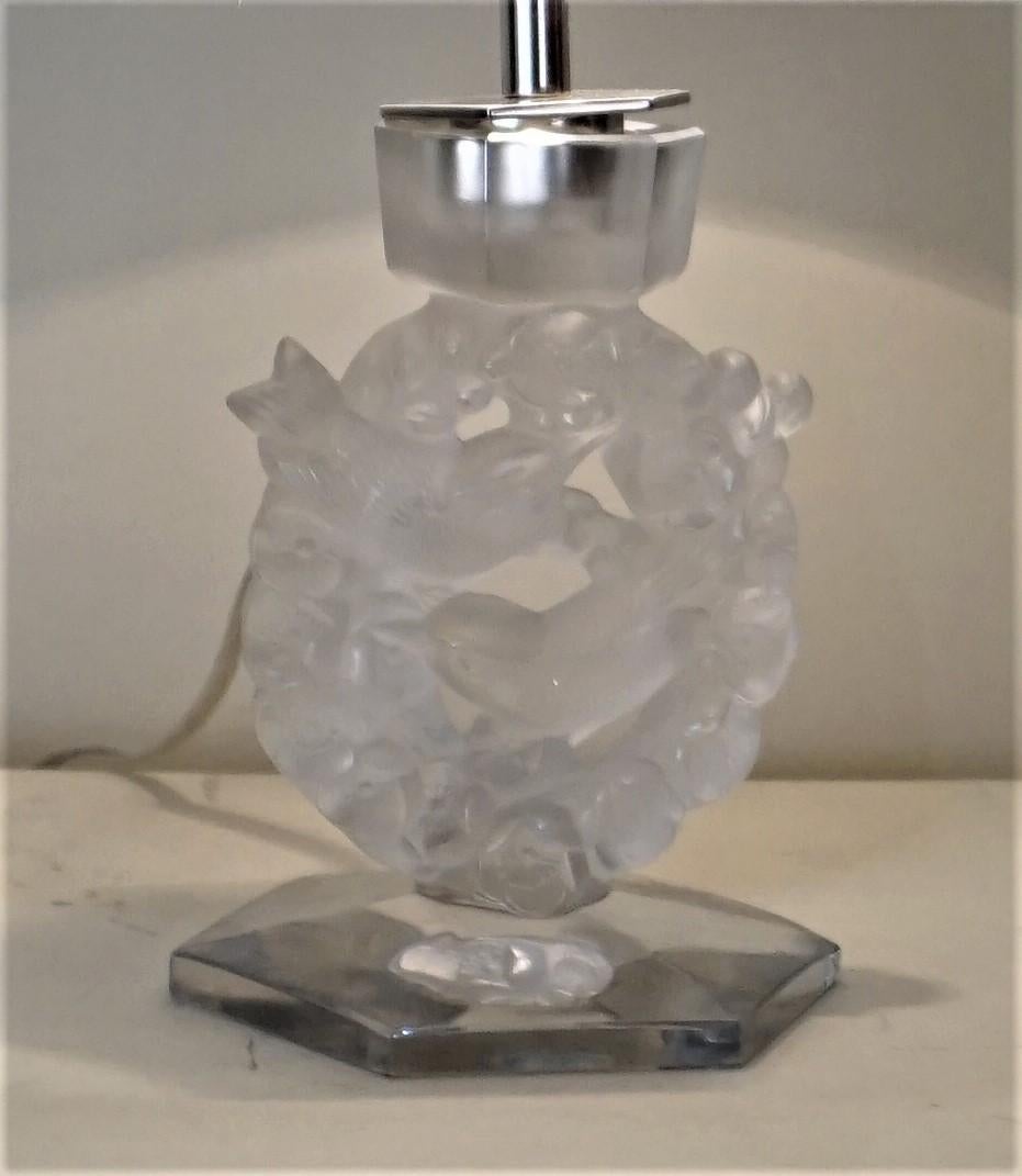 Lalique Clear and Frosted Crystal Candlestick Table Lamp 2