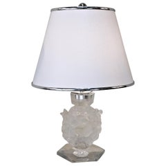 Lalique Clear and Frosted Crystal Candlestick Table Lamp