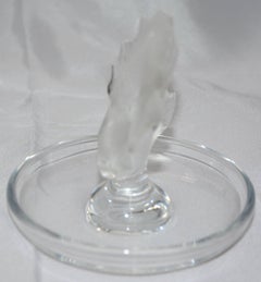 Lalique Clear and Satin Crystal Glass Koi Fish Ring Dish