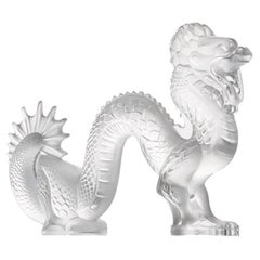 Scultura di drago in cristallo trasparente di Lalique, Francia