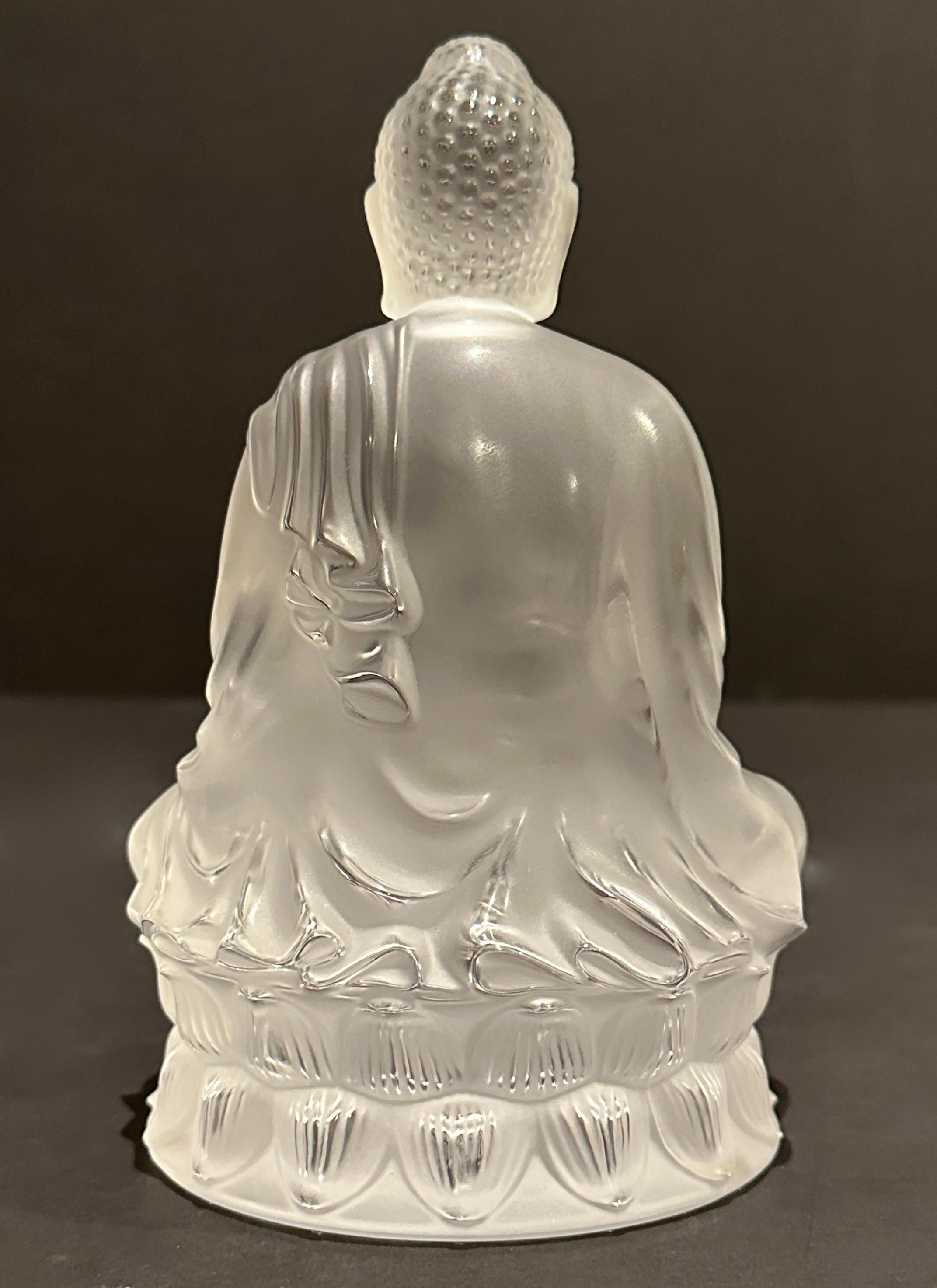 French Lalique Clear Frosted Buddha For Sale