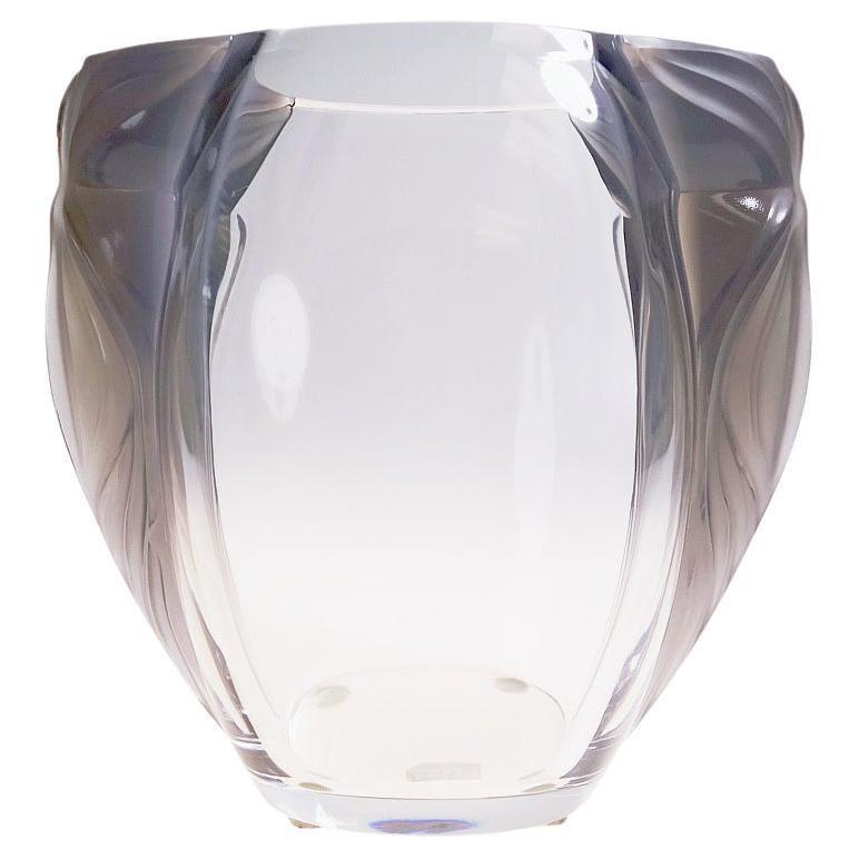 Lalique "Clematites" Polished Clear & Opalescent Crystal Vase France Rare