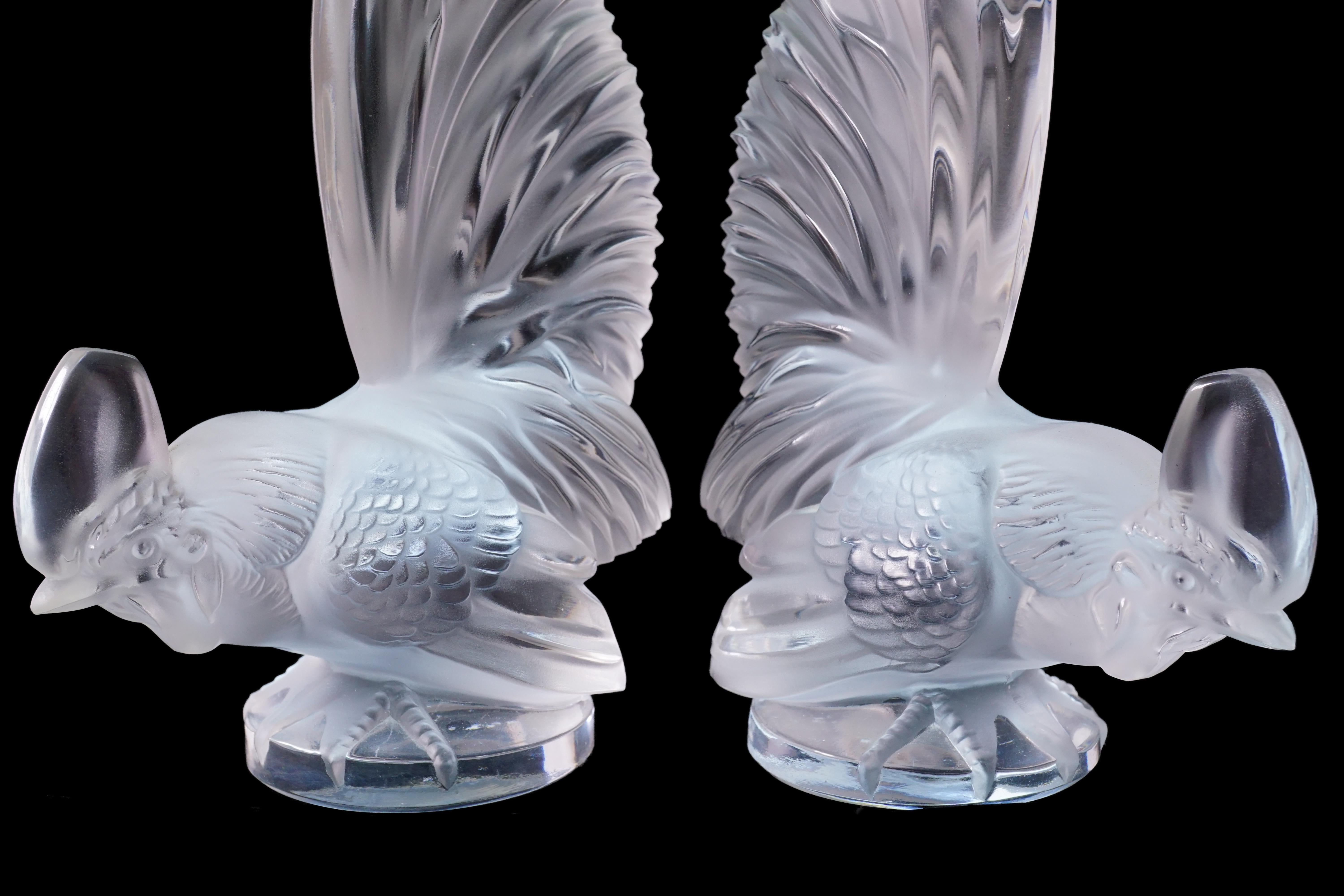 Art Deco Lalique Coq Nain Cockerel Glass Car Mascot For Sale